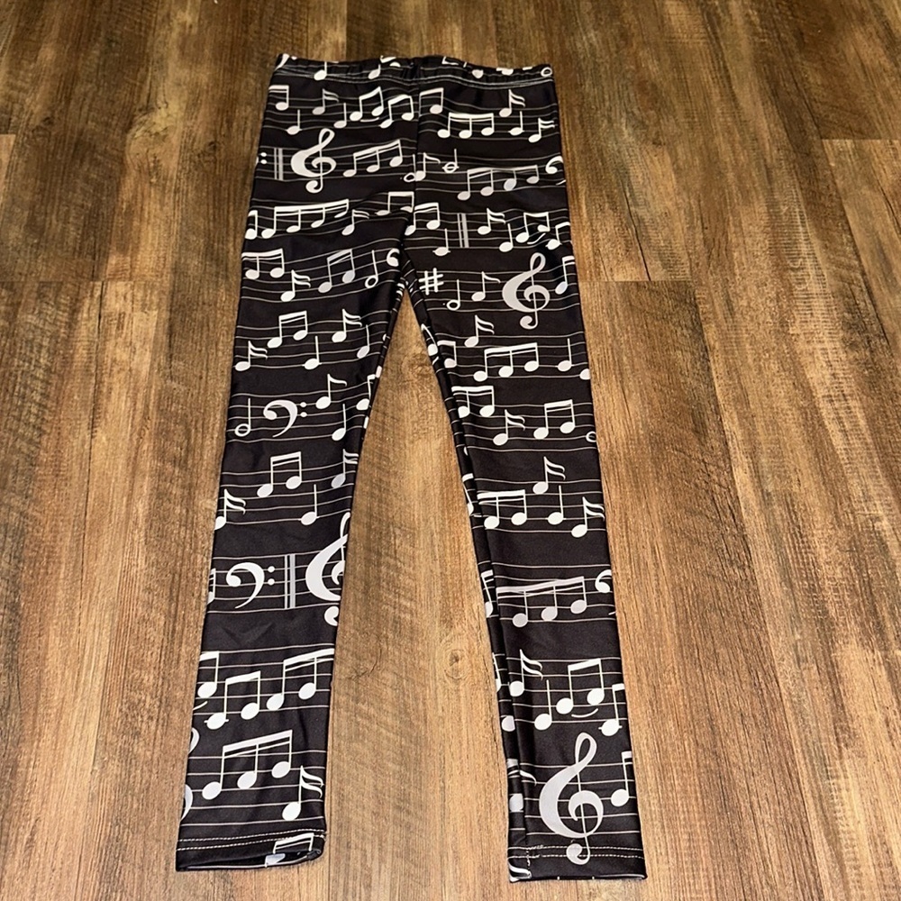 Urban Smalls Music Notes Leggings size 16Y EEUC Lightly Fleeced‎ Lined
